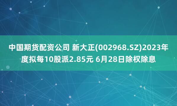 中国期货配资公司 新大正(002968.SZ)2023年度拟每10股派2.85元 6月28日除权除息